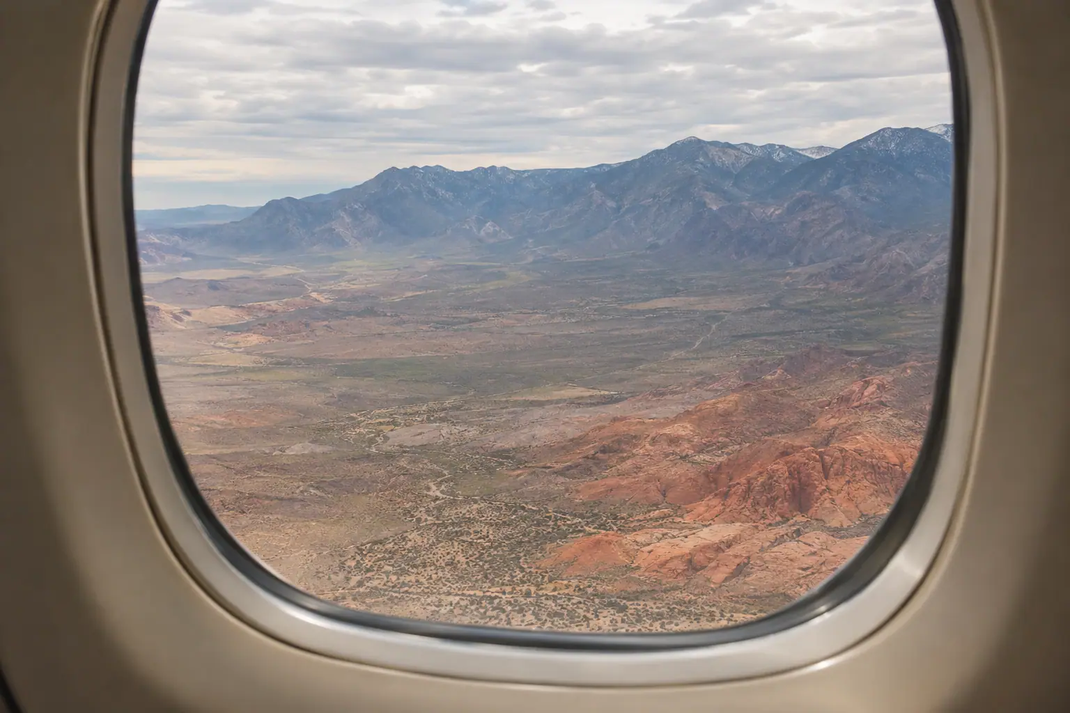 Las Vegas area from a private jet window