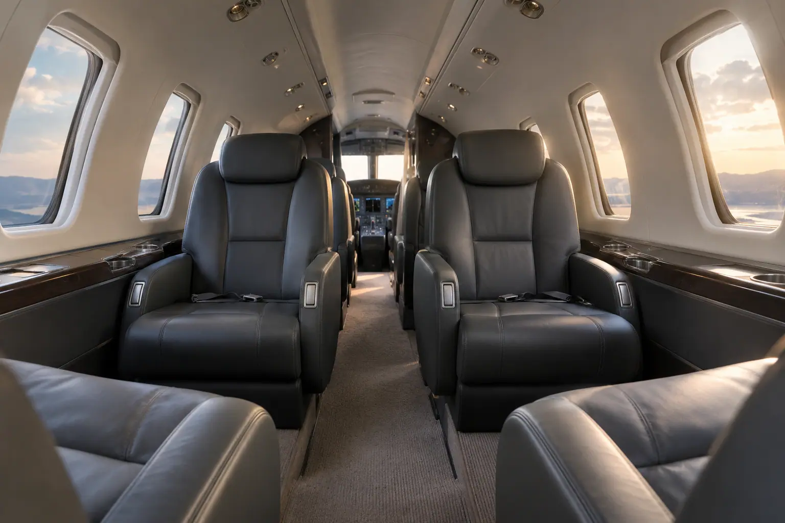 Midsize jet cabin interior