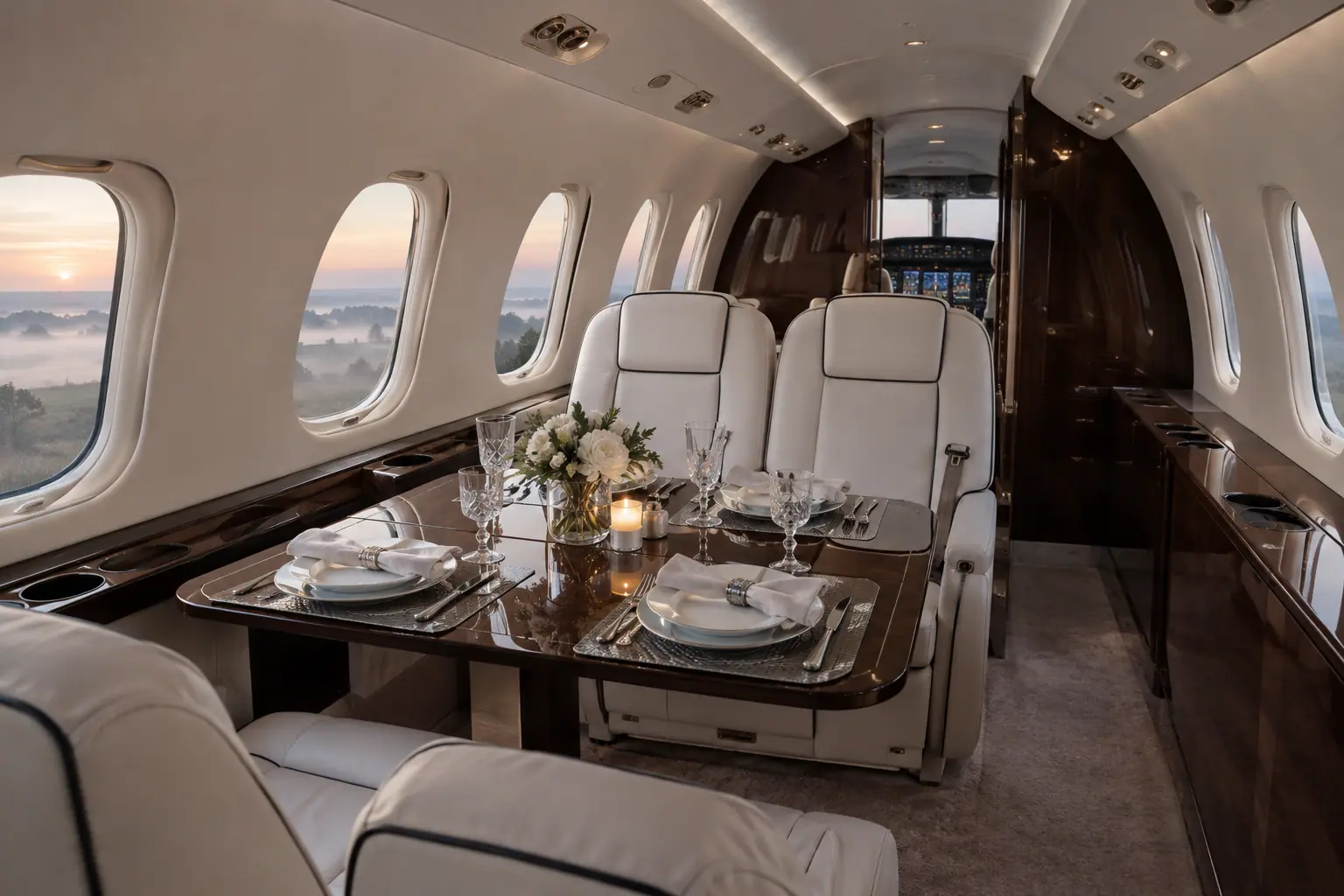 Light jet cabin interior
