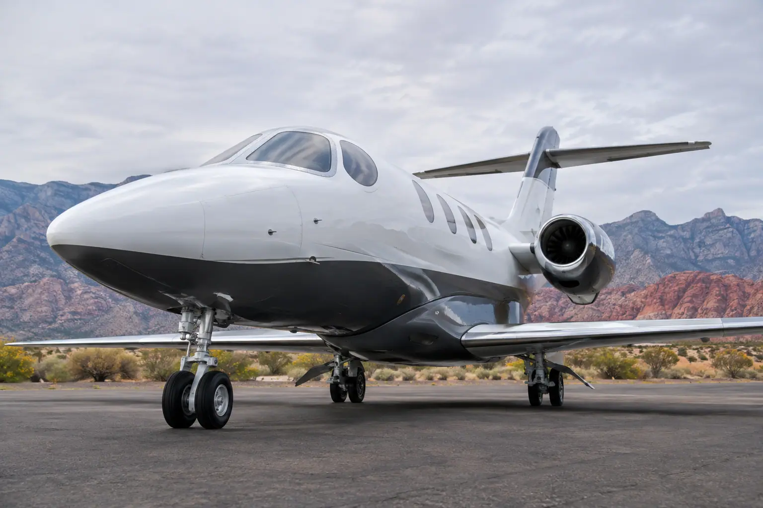 Light jet waiting on an empty ramp